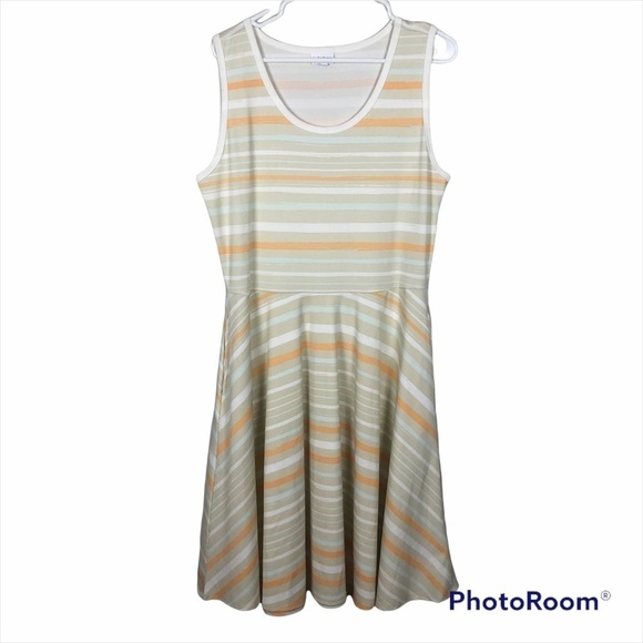 LuLa roe Women’s tan and cream striped summer dress with pockets Size XL - Picture 5 of 11